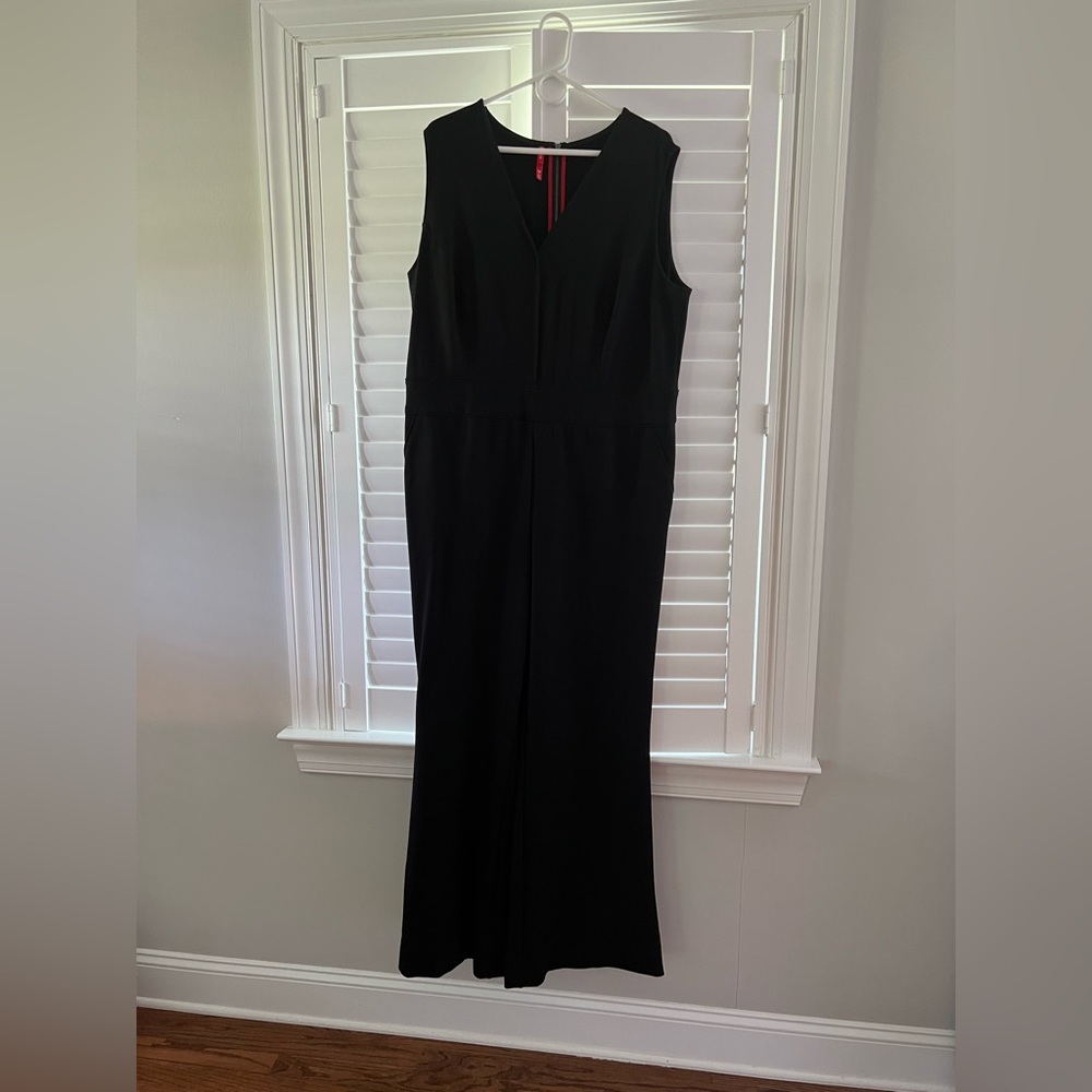 SPANX Black Sleeveless V-Neck Wide-Leg Jumpsuit